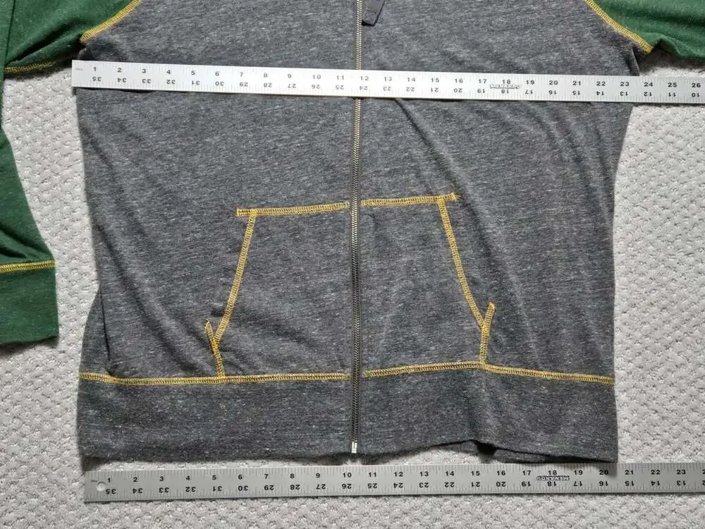 Nike NFL Green Bay Packers Mens Full Zip Hoodie Gray Green Raglan Sweatshirt XXL